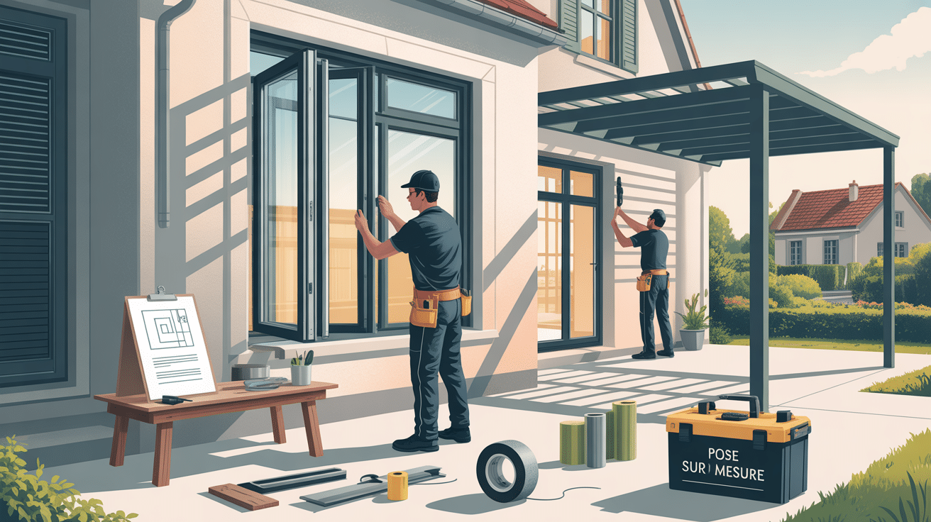 Installation sur mesure de fenêtres modernes.